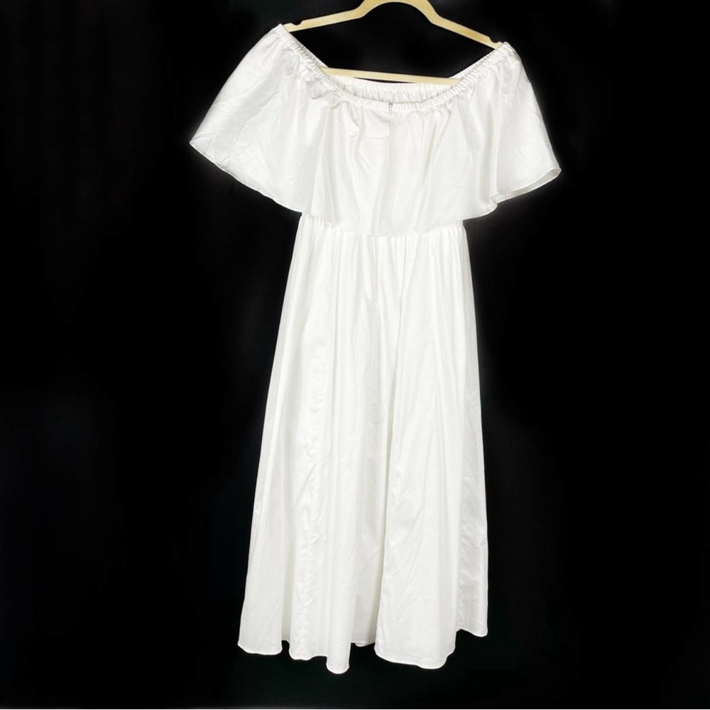 Reformation White Off-Shoulder Midi Dress - Picture 6 of 8